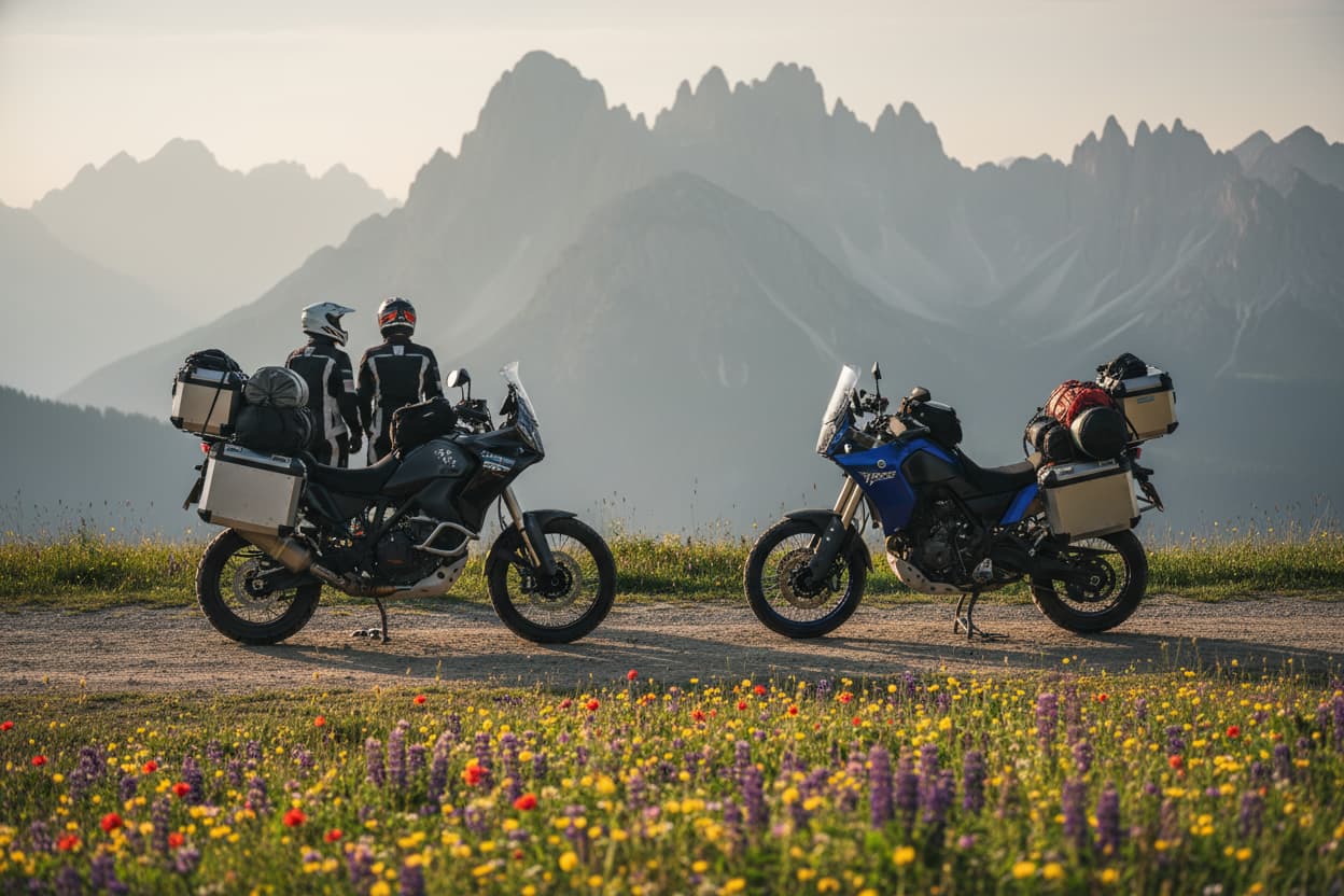 Couple de motards aventuriers